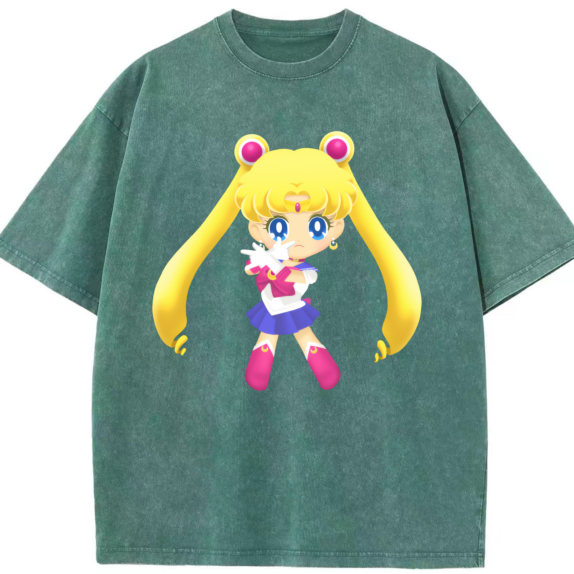 （画像用） 美少女戦士セーラームーン 月野 うさぎ つきの うさぎ Sailor Moon Tsukino Usagi 綿100% ヴィンテージ風 半袖Tシャツ（フロントプリント）